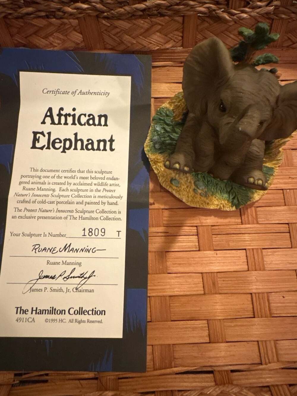 The Hamilton Collection African Elephant Figurine Protect Nature's Innocents Scu